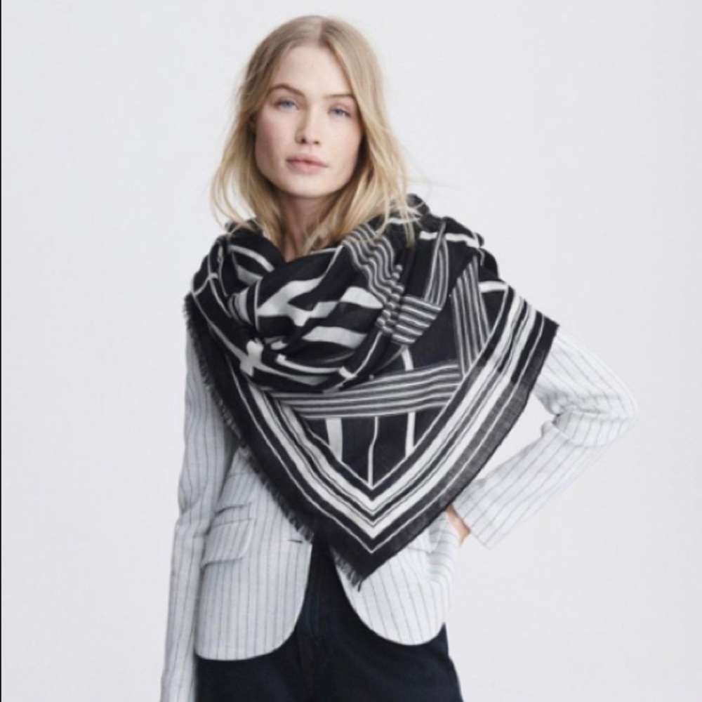 Rag & Bone Black/White Colorblock Scarf NWT